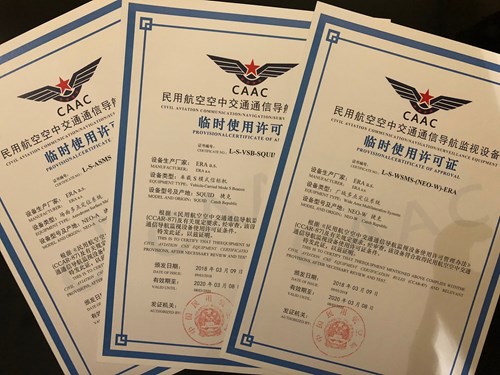 ERA obtained Chinese Permit Certificate as the only foreign manufacturer of multilateration based systems