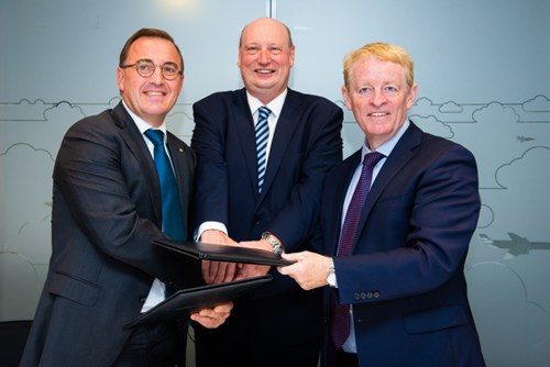 From left: Nicolas Warinsko, General Manager of the SESAR Deployment Alliance, Henrik Hololei, Director General of DG MOVE and Eamonn Brennan, Director General of EUROCONTROL