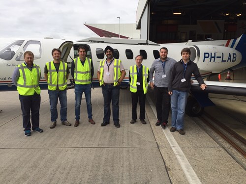 Team members from Inmarsat, the European Space Agency (ESA) and Honeywell during recent test flights for the Iris Precursor air traffic modernisation project.