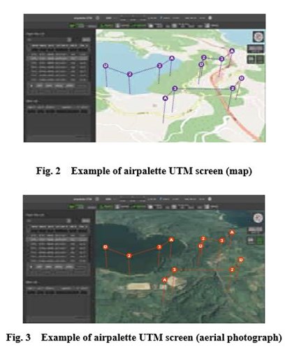 Fig. 2  Example of airpalette UTM screen (map) Fig. 3  Example of airpalette UTM screen (aerial photograph)