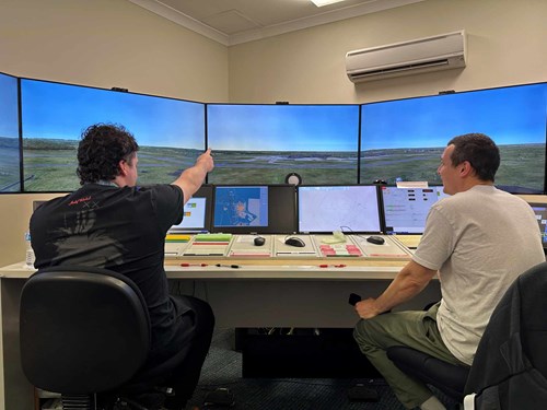 Image: Air Traffic Control students use the Adacel MaxSim™ simulator to train in Perth