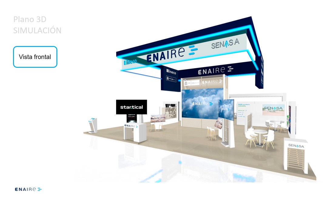 Simulation of the ENAIRE stand at World ATM Congress 2022