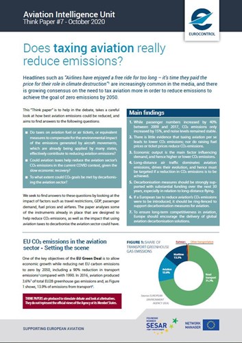 EUROCONTROL Think Paper: Does Taxing Aviation Really Reduce Emissions?