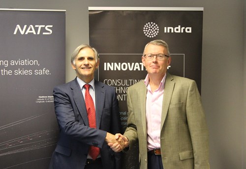 Rafael Gallego, Indra Director General, ATM European Programmes with Rob Watkins, NATS Technical Services Director