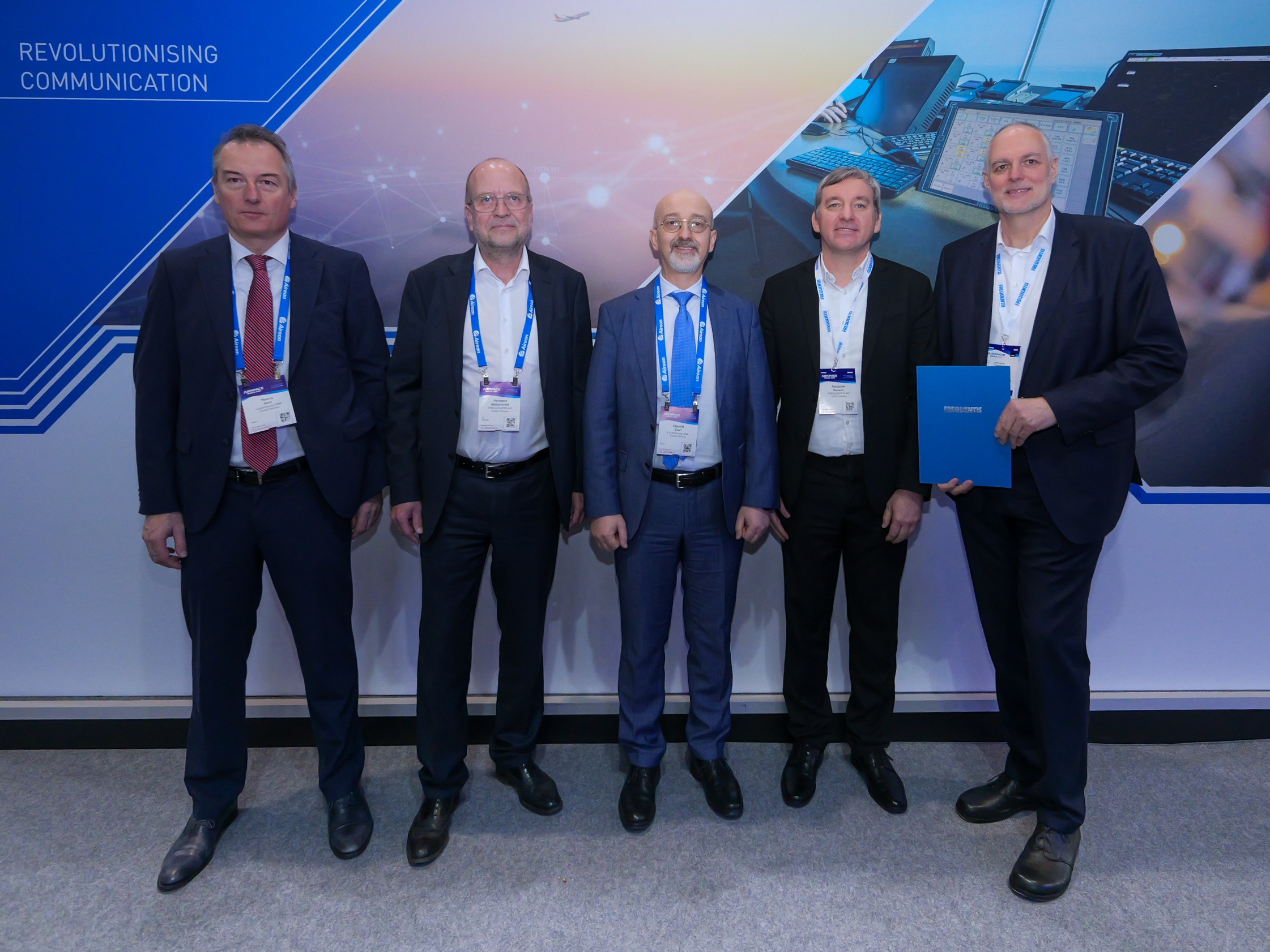 Thierry Hirtz, Head of Certification, Luxembourg ANA, Herman Mattanovich, CTO Frequentis; Claudio Clori-Fugazza CEO Luxembourg ANA; Alex Ronach, Sales Central Europe, Frequentis; Gerald Mohnl, Director ATM Communication; © Frequentis